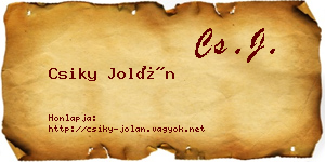 Csiky Jolán névjegykártya